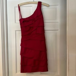 Raspberry pink layered one shoulder sz 8 dress